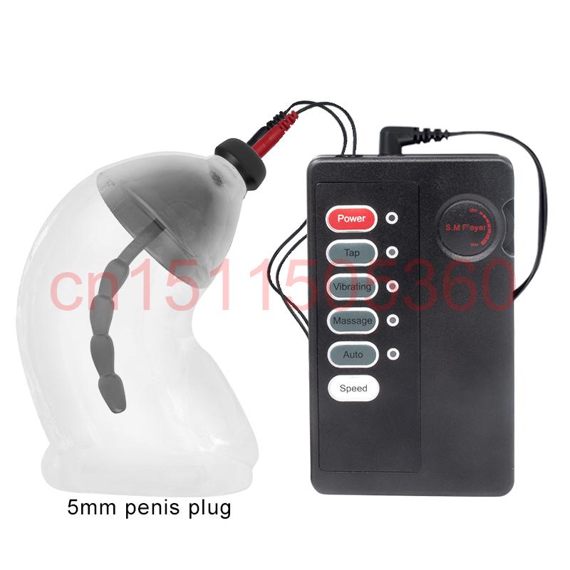 Taser Electric Shock Male Chastity Cage With Urethral Sounding Electro Stimulation Sex Toys Estim Penis Ring/Plug Ball Stretcher