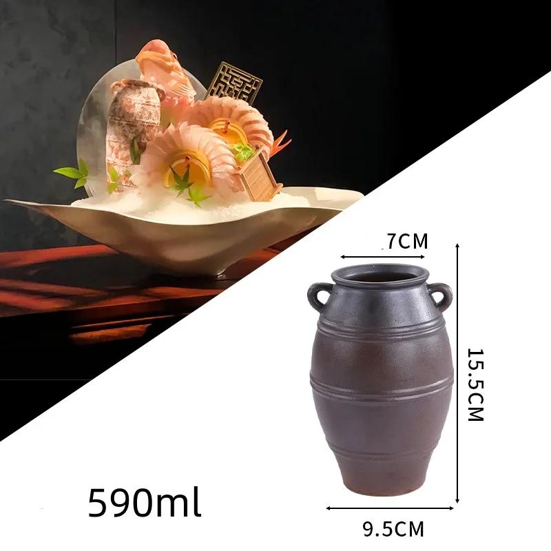 Sushi Shop Sashimi Plate Decoration Ceramic Small Bottle Dry Ice Japanese Kitchen Tableware Restaurant Toothpick Holder Storage