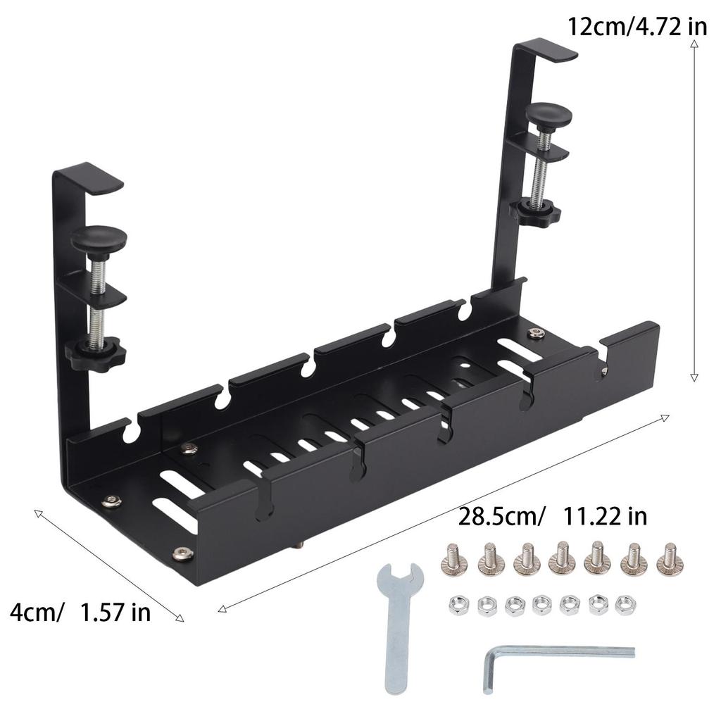 No Drilling Under Desk Rack Wire Management Tray Retractable Cable Organizers Home Office PC Router Data Wire Metal Storage Rack