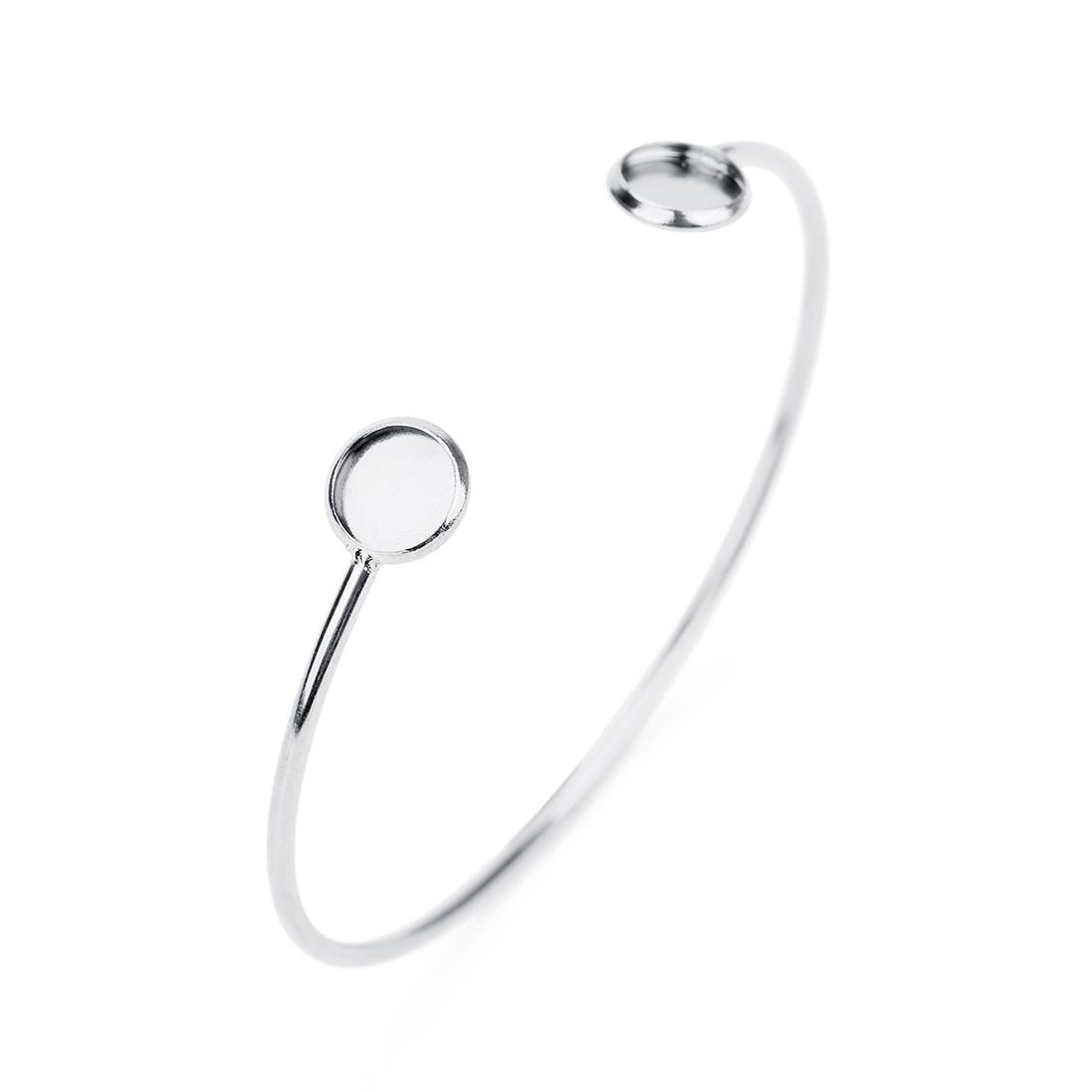 

16.6cm Stainless Steel Bracelet Base Fit 8mm Cabochon Bangle Bezel Setting Trays Bendable Cuff Bangle Jewelry Making Accessories Inner 8mm