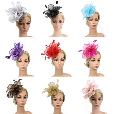 Cocktail Tea Party Women Headwear Fascinators Hat Feather Floral Mesh Hair Clip