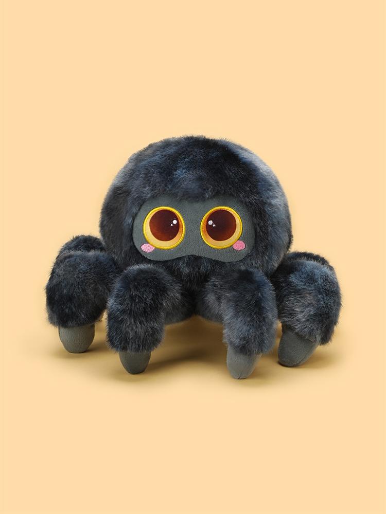 Schattige Grote Ogen Spin Troy Pluche Speelgoed Zacht Knuffeldier Zwart Bruin Wit Spin Pop Huisdecoratie Halloween Cadeau 20x30cm zwart