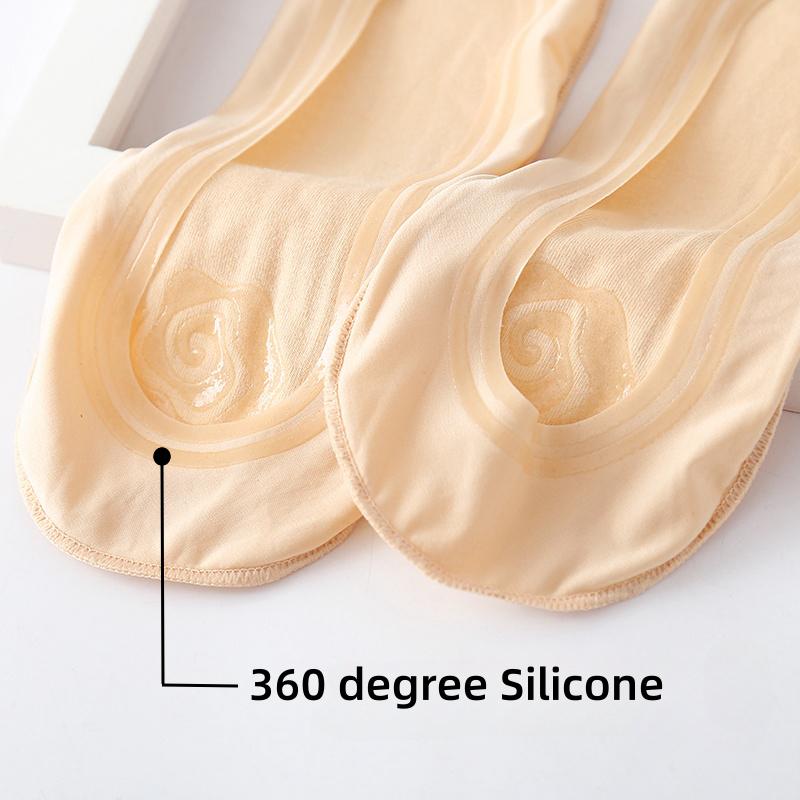 Women's No Show Socks Nylon Ultra Low Cut Non-Slip Thin Liner Socks Invisible Hidden Socks for Flats