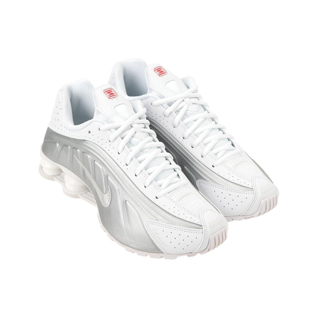 Nike Shox R4 Weiß Metallic-Silber 2024 Herren-Sneaker Leuchtendes Karmesinrot HQ1988-101
