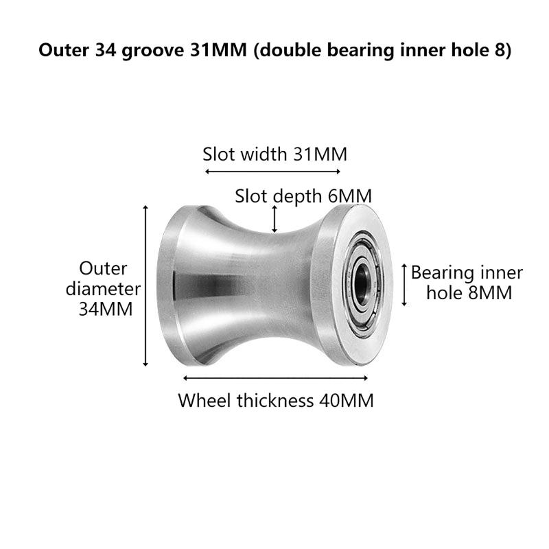 304  U Groove Bearing Wheel Smooth Pulley Roller for Cable Guide Track Sliding Door Wardrobe
