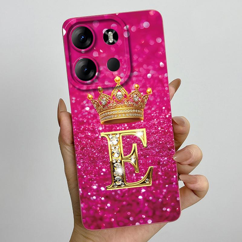 For Tecno Pop 7 Pro Pop7 BF6 BF7 Phone Case Crown Letter Back Cover Soft Liquid Silicone Fundas For Tecno Spark GO 2023 Bumper