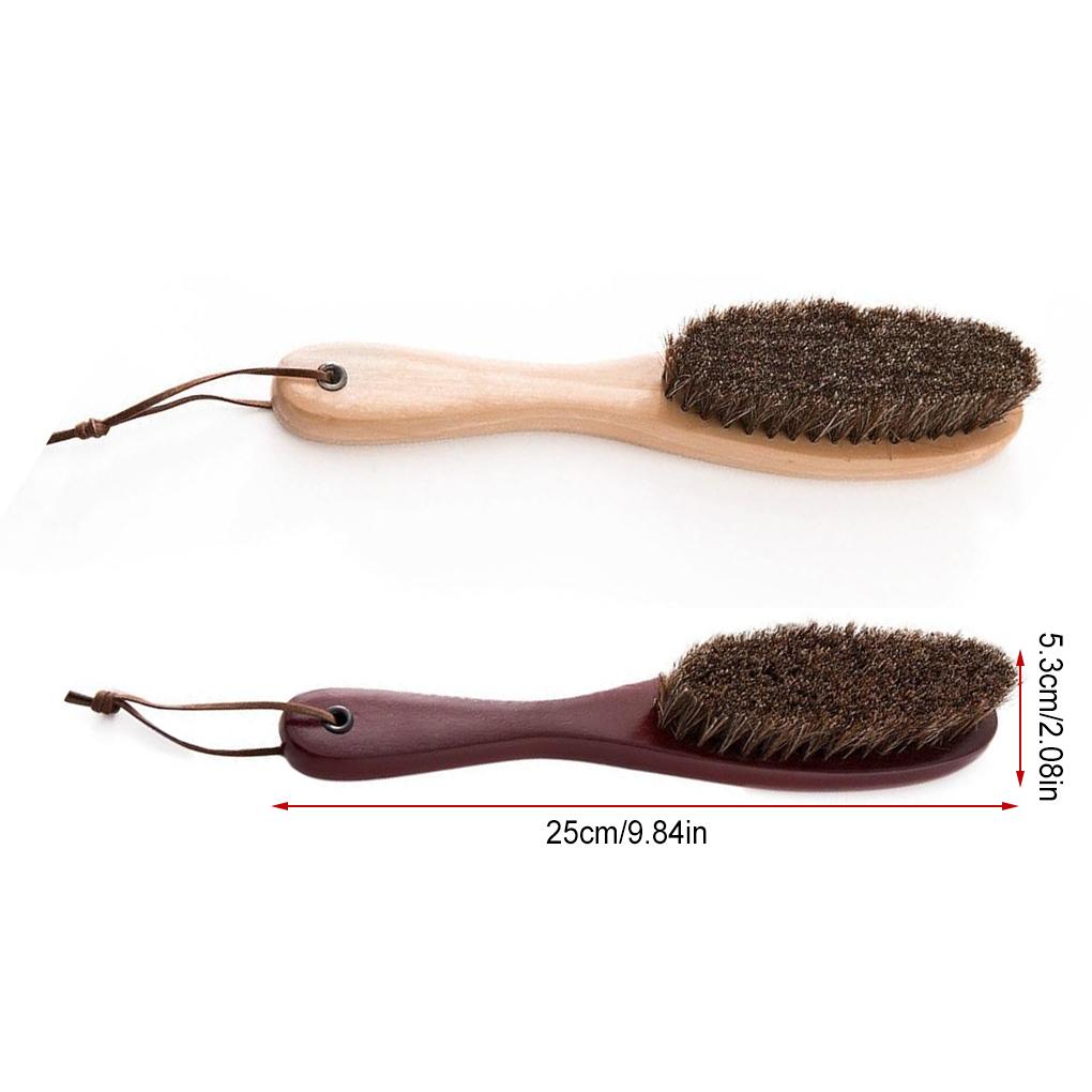 Horsehair Clothes Brush Handheld Wood Handle Replacement Household Coat Hair Beard Brushes Cleaning Tool with Lanyard