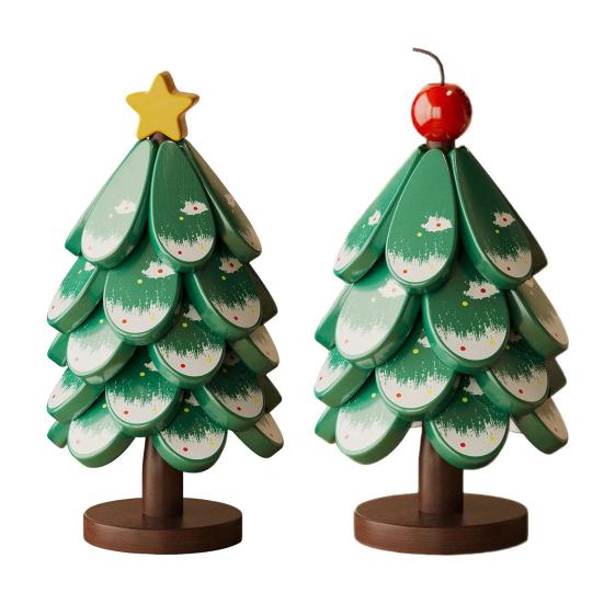 Christmas Tree Trivet Mats Set Heat-Resistant Wood Tripod Pot Holder Stain Resistant Table Protectors for Kitchen Dining