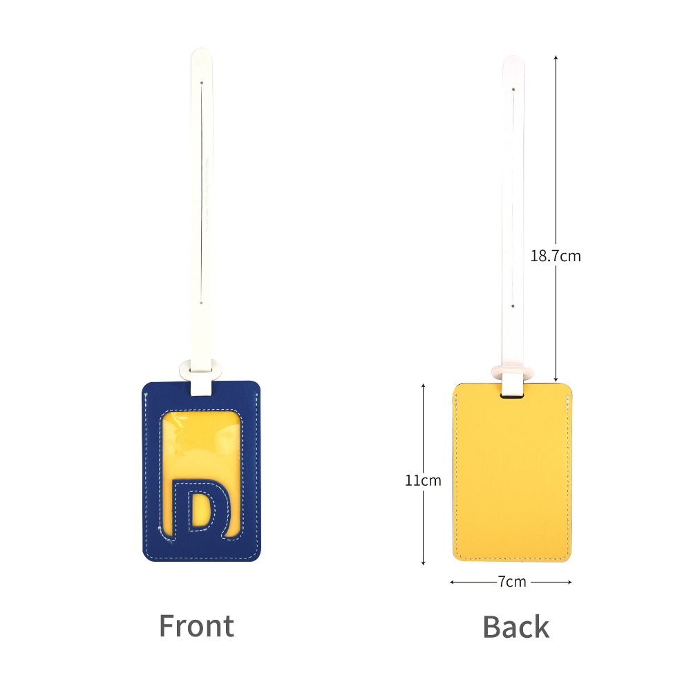 Solid Color 26 Letter Name Luggage Tag PU Alphabet Card Holder Airplane Suitcase Tag Women