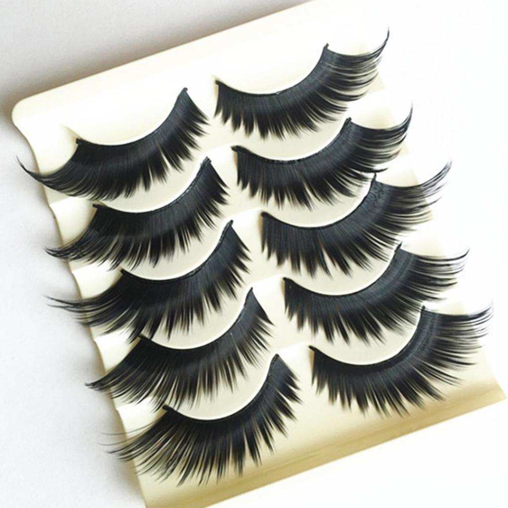 5 Paar Damen 3D-Kreuz dicke lange falsche Wimpern Bühnen-Make-up gefälschte Wimpern