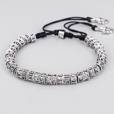 Woozu tibetský budhizmus Šesť slov Mantra Bavlnený náramok Ručne vyrobený lano uzol Amulet korálky náramok pre mužov