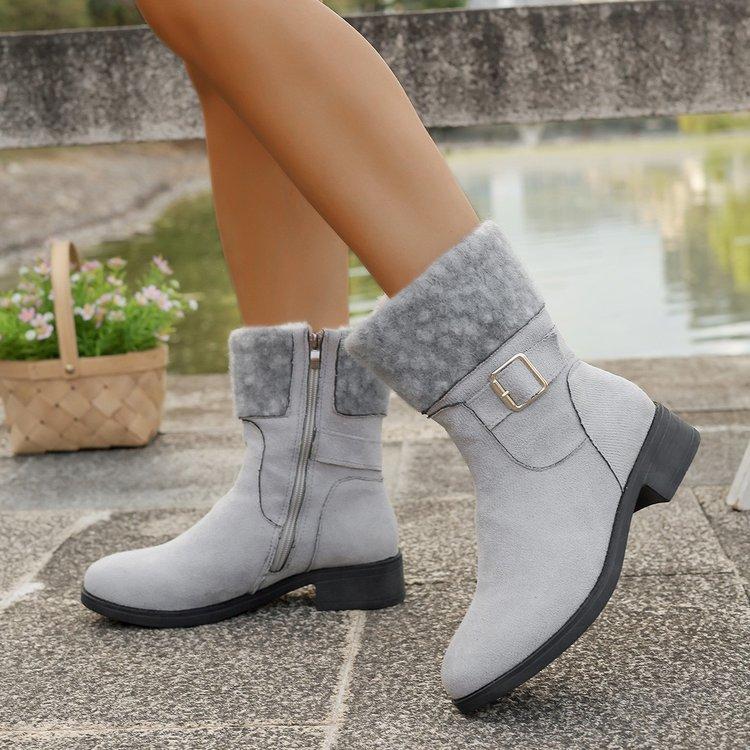 Women's soft elastic winter warm cold padded snow boots thick bottom non-slip wear-resistant outdoor leisure sports Martin cotton boots