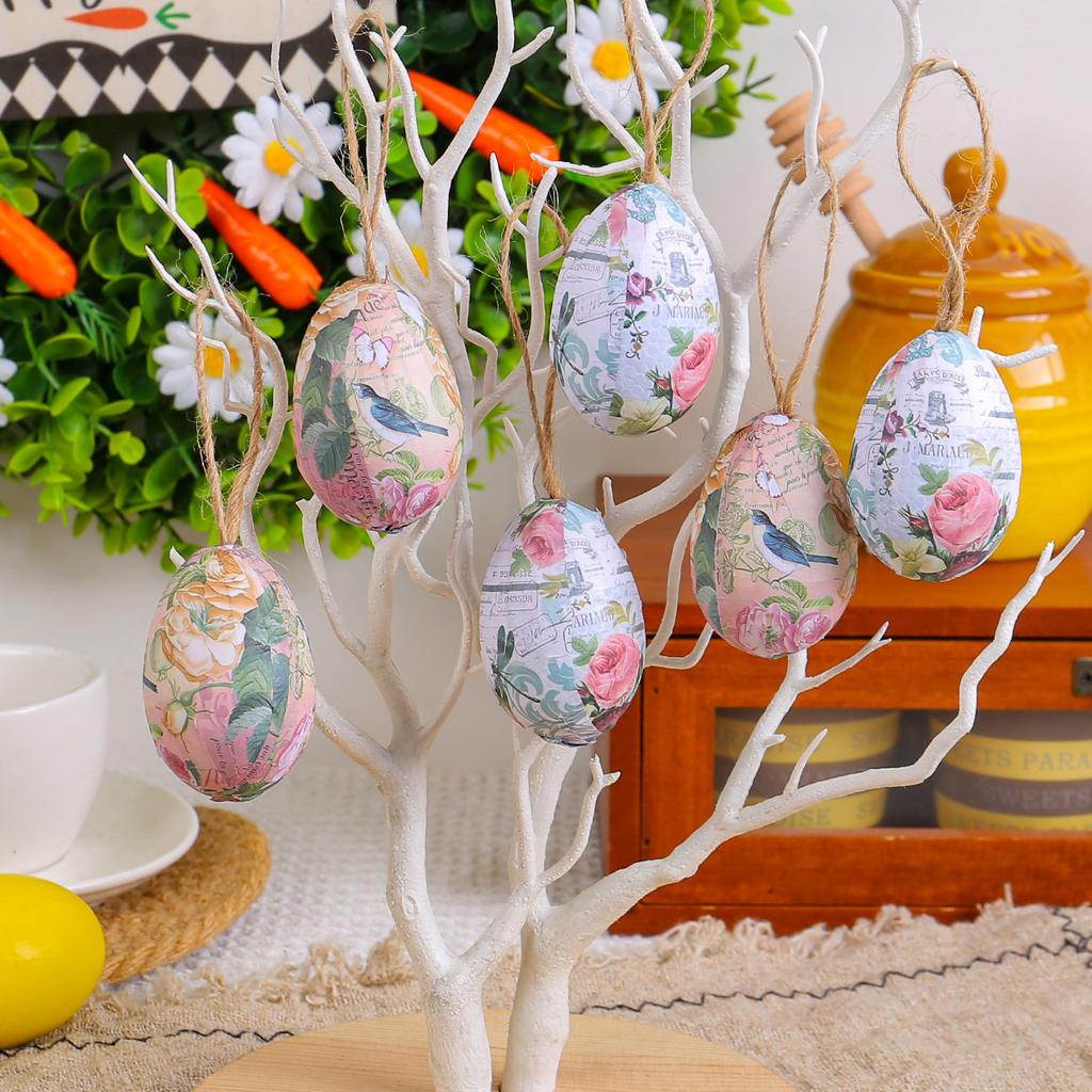 Easter Egg Pendant Diy Woven Basket Painted Egg Decoration Resurrection Egg Flower Basket Prop Ornament