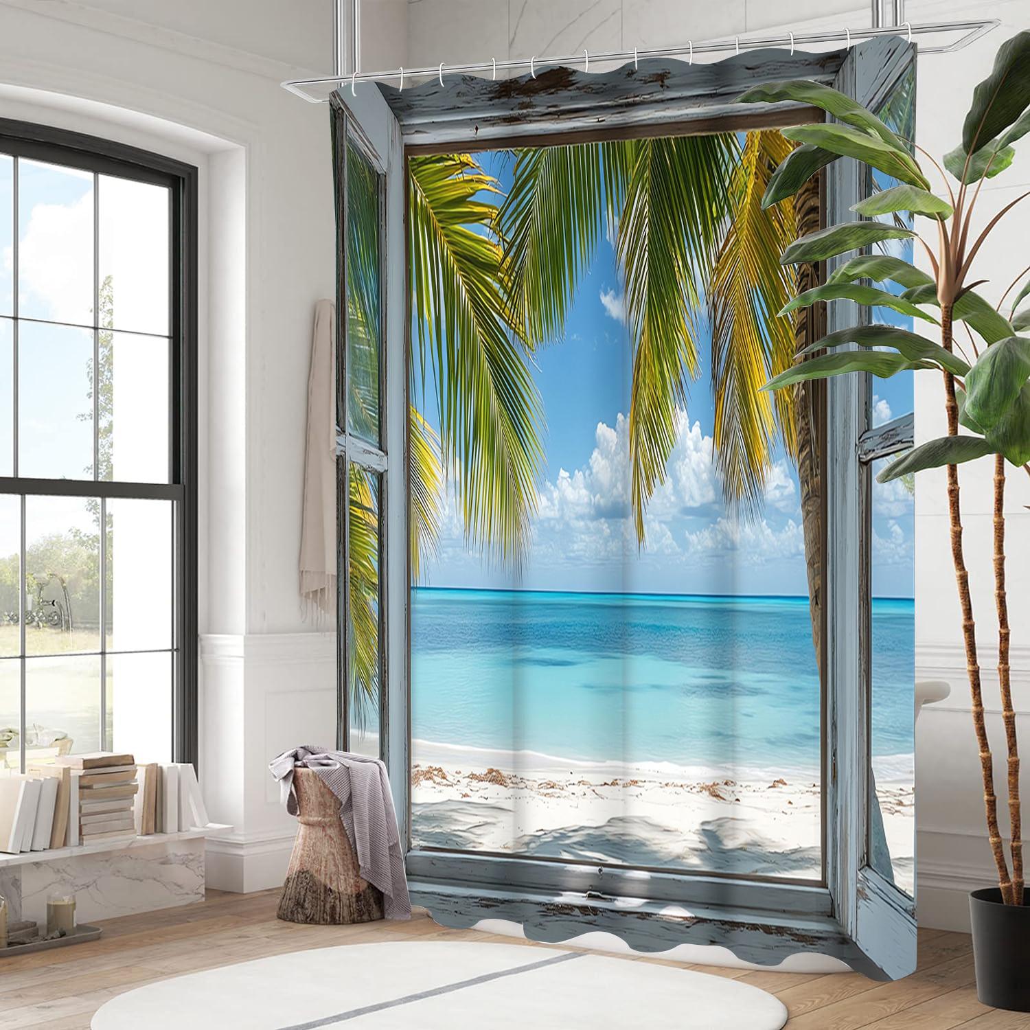 

Beach Landscape Bathing Curtain Bathroom Shower Curtain Waterproof With 12 Hooks Home Deco Free Ship 180x180cm curtain синий