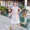 Girls' Summer Cheongsam Hanfu Princess Dress - New Chinese Style Floral Embroidery Costume