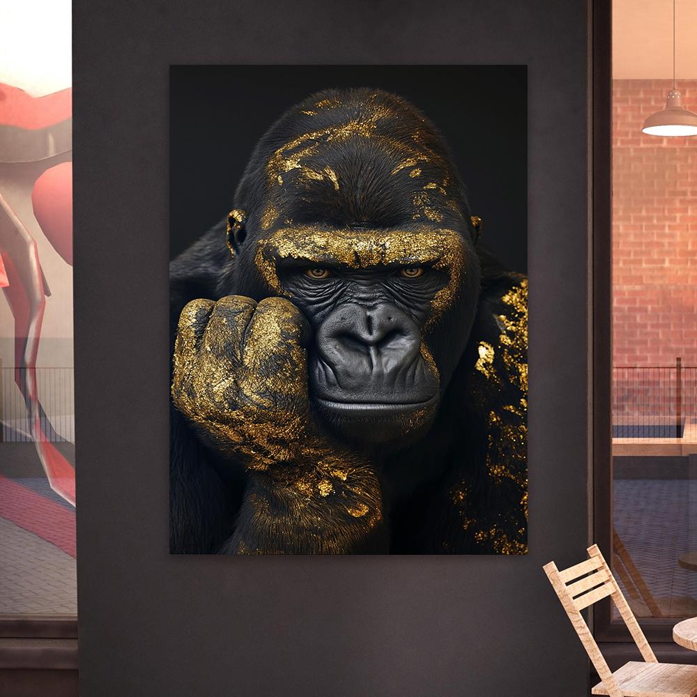 Modern Animal Gorilla Poster Gorilla Gangster Smokes A Cigar Wall Art Canvas Painting Fashion Pictures Prints Home Room Decor