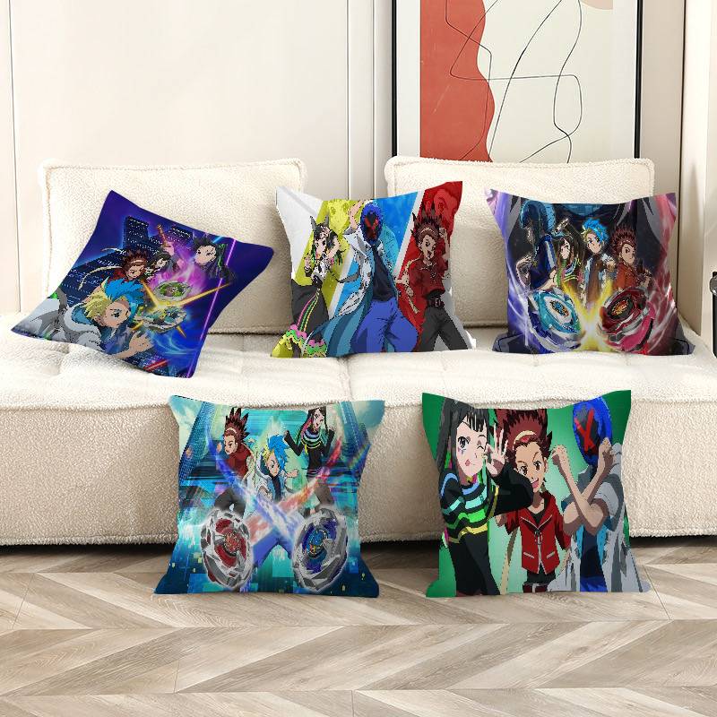 Exquisite Ornaments Unisex Anime B-Beyblade X Vintage Retro Pillow Anime Pillow Sofa Bed Head Pillow Cover Cushion Cover 45X45 Cm Fashion