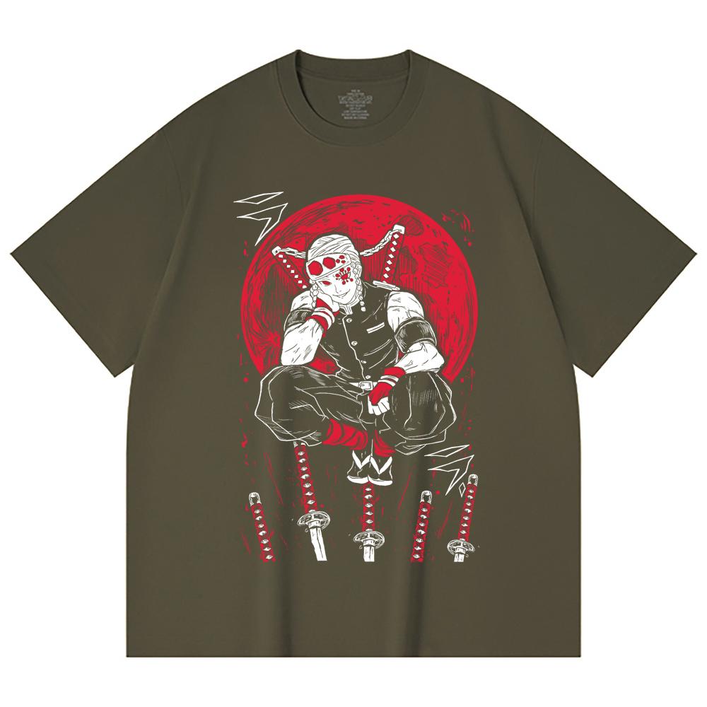 230 Gsm 100% Cotton Demon Slayer V48 Uzui Print Unisex Heavy Cotton T Shirt