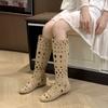 2025 new summer design hollow high boots bohemian style long boots breathable inner height increase cool boots