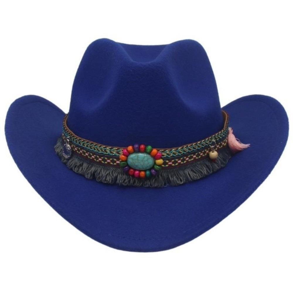 Woolen Western Cowboy Hat Solid Color Party Cosplay Hat Simple Cowgirl Jazz Hat Bucket Hats