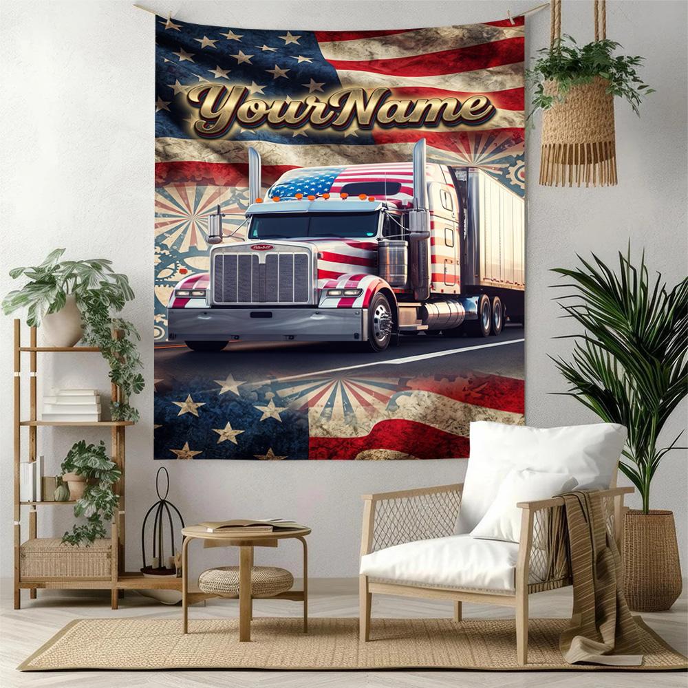 Kw Heavy Trucks Custom Your Name Wall Decor Tapestry Art For Pet Memorial Birthdaywedding Party Backdrop Family Gift