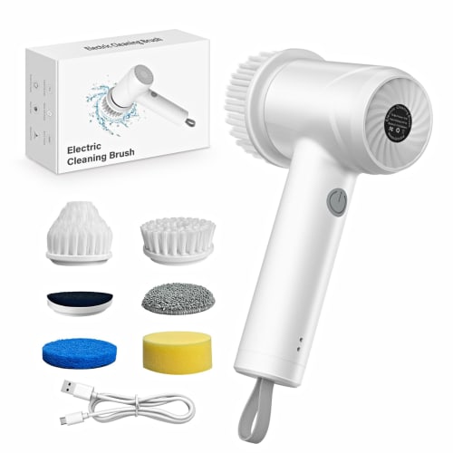 [.co.jp Exclusive] IYGLKD Bath Polisher with 2000mAh High-Capacity Battery, Electric Brush, and 6 Replacement Brush Heads, IPX7 Waterproof, for Bathro