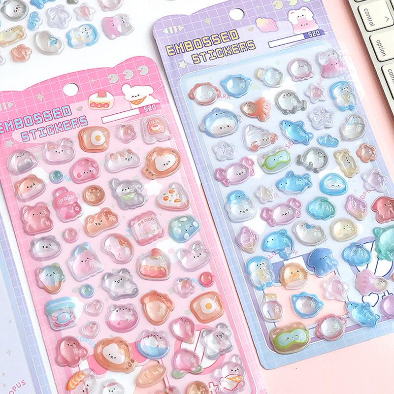 Creative 3D Relief Stickers Cartoon Diy Diary Stationery Stickers Funny  Decor Stickers Cute Aesthetic Stickers Gifts