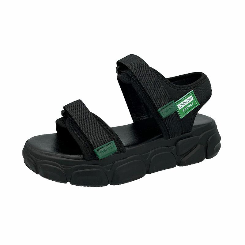 

2024 summer new platform comfortable women s sandals Velcro student Roman shoes trendy fashion beach shoes 40 чорний