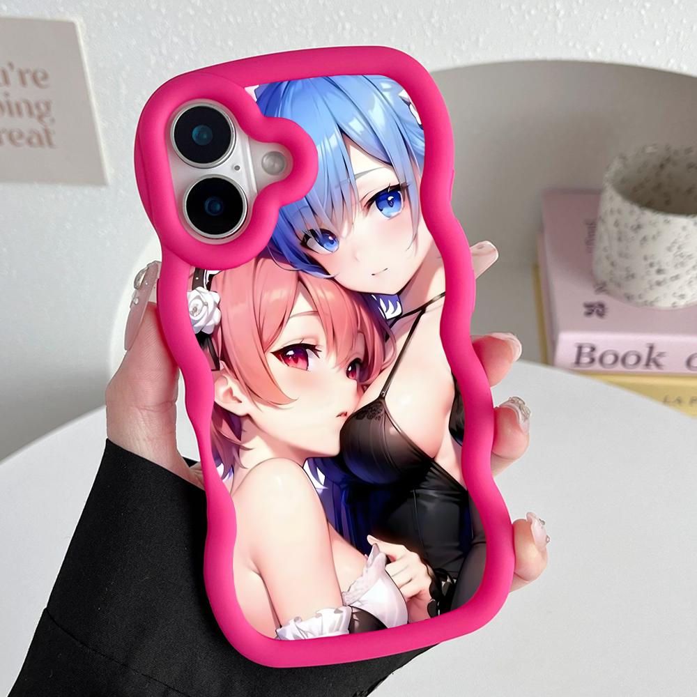 ReZero Rem Ram Wavy Edge TPU Mobile Phone Case for iPhone 17 16 15 14 13 12 11 Air Pro Max Plus Colorful Cover