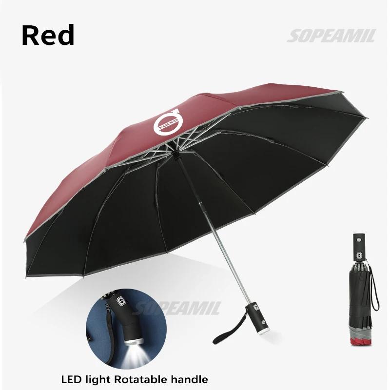 For Volvo XC40 XC60 XC70 XC90 S40 S60 S80 S90 V40 V60 V70 V90 Car Led Light Umbrella Automatic Folding Sun Protection Sunshade