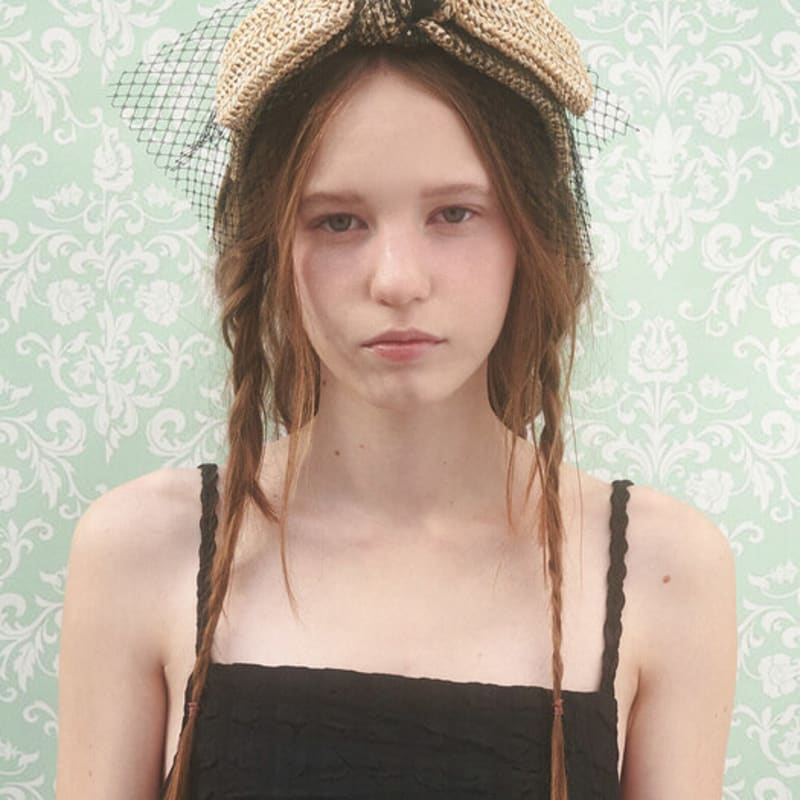 

Brown Hat [serre-tete] Lace Bunny -Straw Camel