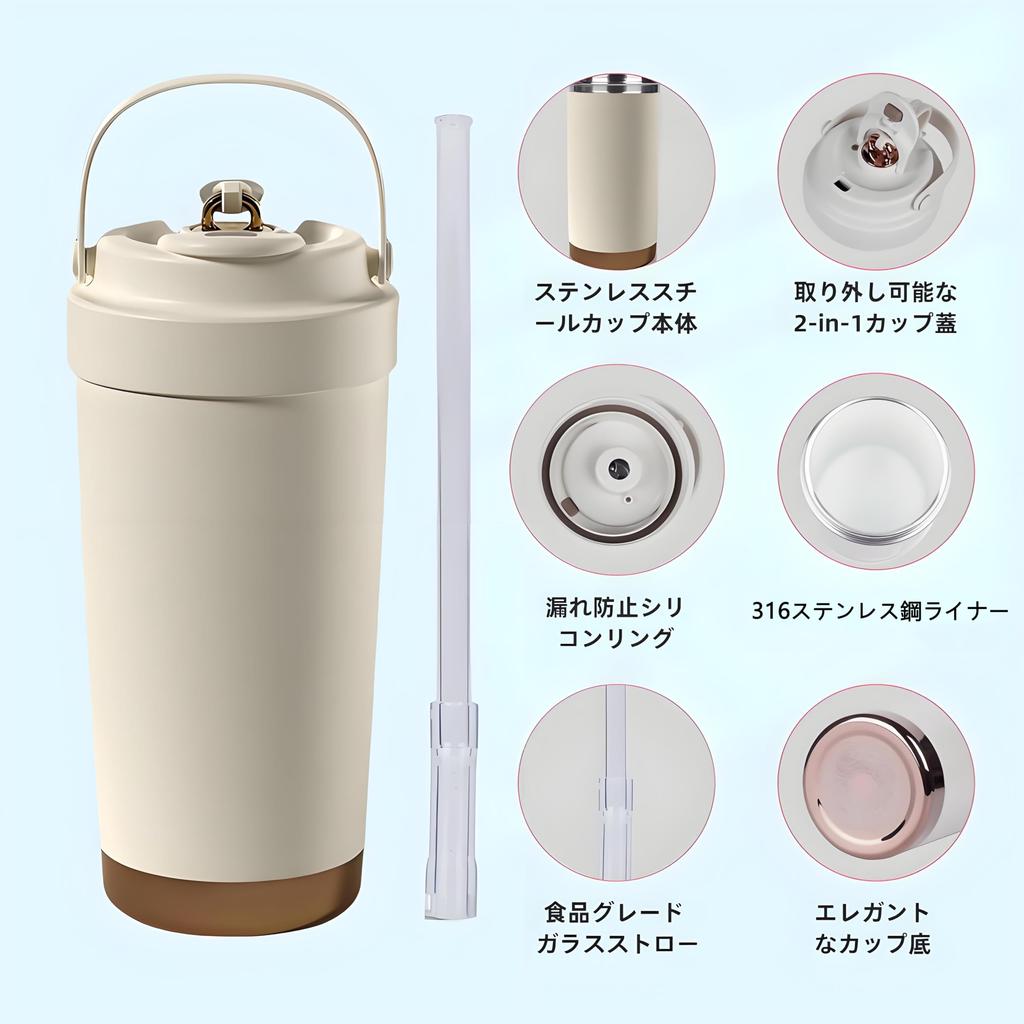 IOLOYU Medical-Grade 316 Stainless Steel Tumbler with Lid and Straw, Spill-Proof, Easy-to-Wash, 500ml Large Capacity, Vacuum Insulated, Portable,
