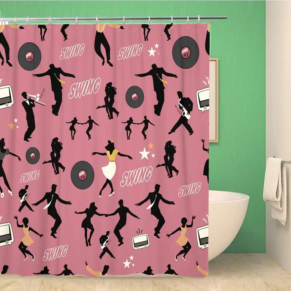 Music Rock Shower Curtains Rap Radio Shower Curtain Bathroom Decorative Waterproof Polyester Fabric Bathtub Screen With Hooks