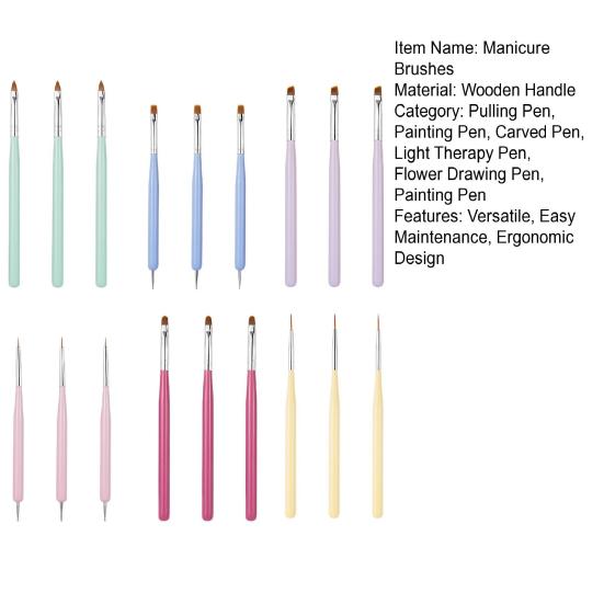 Zestaw Pędzli do Nail Artu Zestaw Pędzli do Malowania i Projektowania Paznokci do Żelu Akrylowego Detailingu Dottingu Ergonomiczne Rączki Narzędzie do Dottingu Paznokci dla Początkujących Profesjonalistów