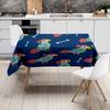 Modern Cartoon Print Tablecloth Blue Floral Design Dining Room Decor Reversible Cotton Square Kitchen Placemat Cover Size 150x23