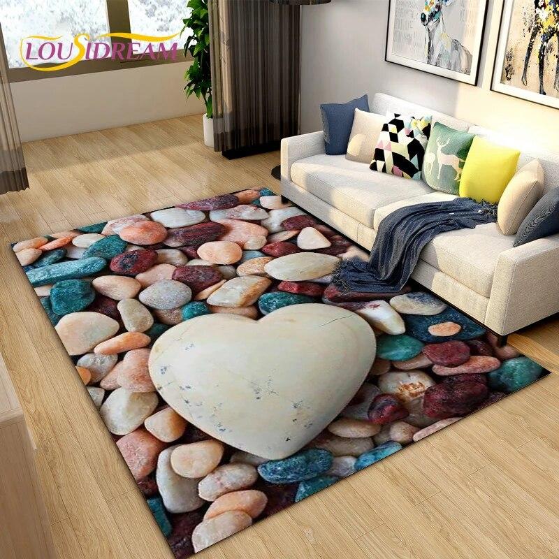 3D Color Cobblestone Stone Area Rug,Carpet Rug for Living Room BedRoom Decoration,Kitchen Doormat Bathroom Anti-slip Floor Mat