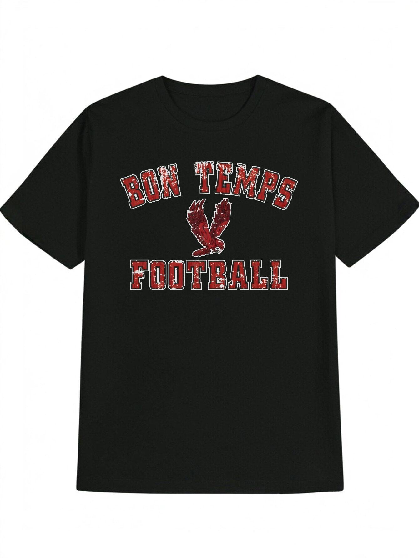 

Casual Short Sleeve T-shirt - BON TEMPS Football Eagle Graphic Print XXXL