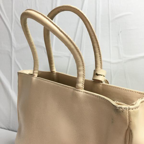 2way! FURLA Leather Shoulder Bag Handbag Beige Plain Italy Made(USED)