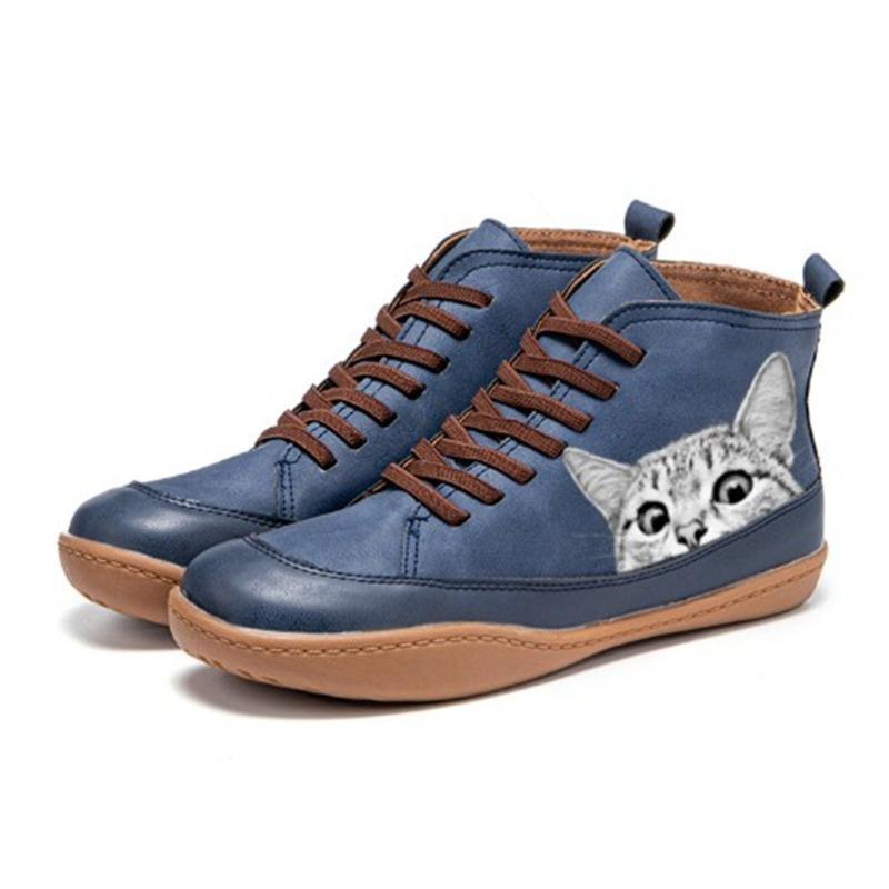 

Женские ботильоны на плоской подошве с высоким голенищем и леопардовым принтом больших размеров - Удобная амортизирующая стелька, Широкое голенище, Оптом, В наличии 43 синий