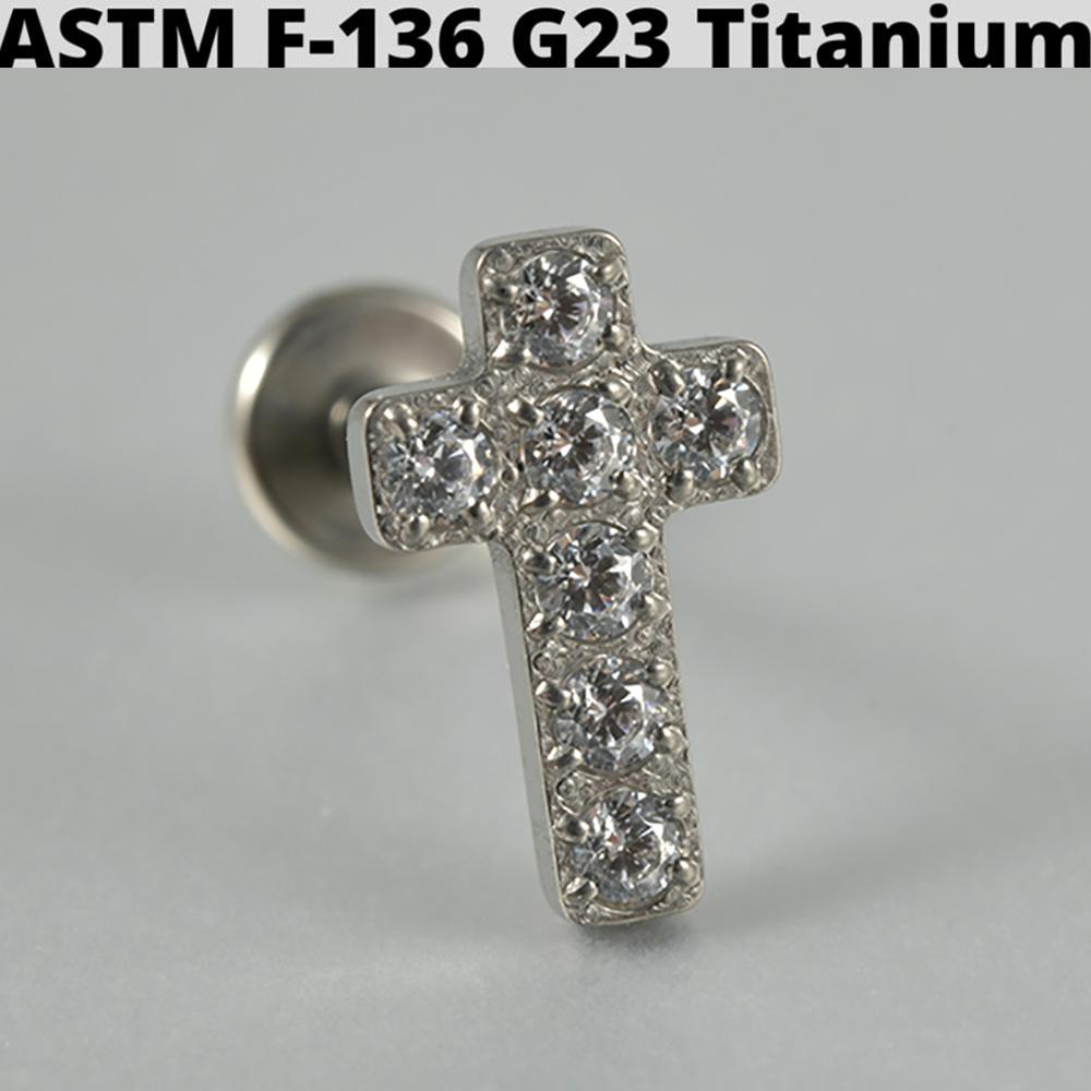 Cz Four Pointed Star G23 Solid Titanium Cartilage Earrings Stud 16G Internally Threaded Sun Helix Ear Tragus Piercing Jewelry