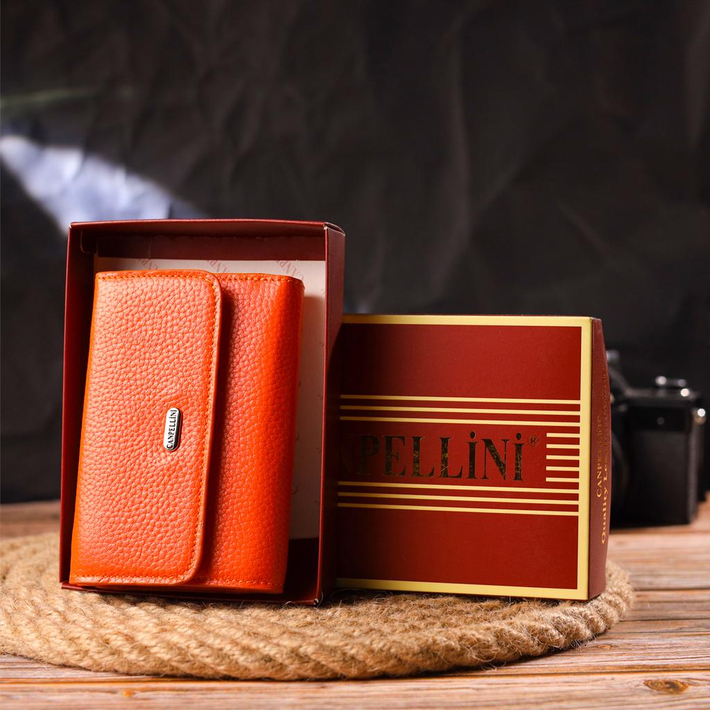 Молодежный женский кошек из натуральной кожи флотар CANPELLINI Wallet 21594 Оранжевый