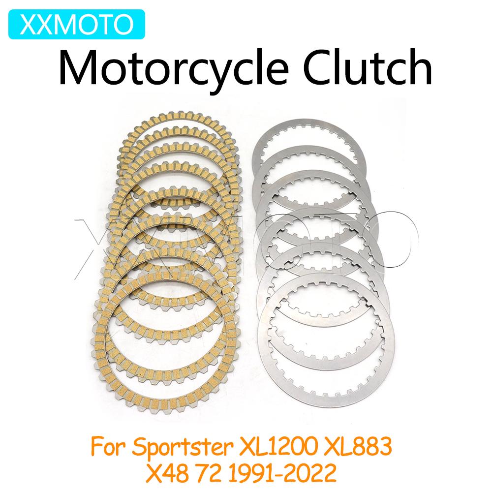 For Harley Sportster XL1200 XL883 XL 1200 883 X48 72 1991-2019 2020 2021 2022 Motorcycle Clutch Plates Friction Steel Disc Kits