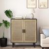 80CM Two-Door Rattan Storage Cabinet, Suitable for Living Room, Dining Room, Hallway(Black)