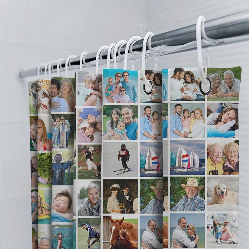 Personalized Custom Photo Collage Shower Curtain Waterproof Bathroom Decor 3D Printed Custom Home Textile Gifts for All Occasion
