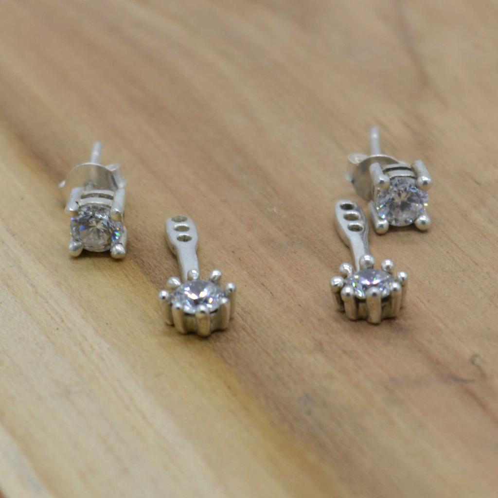 CZ 925 Sterling Silver Earrings, Ear Jacket Handmade Earrings, Gift For Her,
