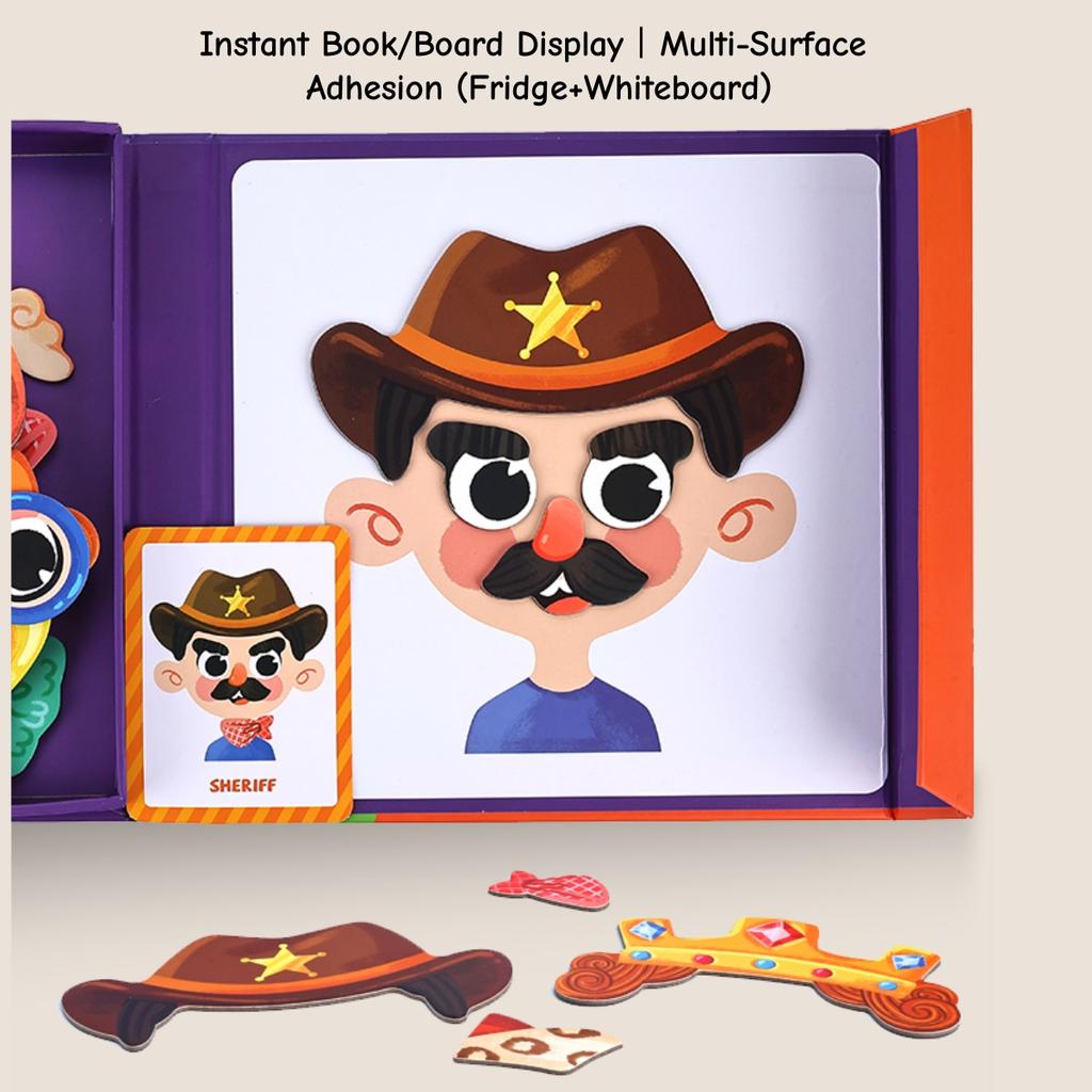 Magnetic Sticker Diy Character Face-Changing Toy Early Education Puzzle Kids Princess Dress Up Matching Game Career Pretend Play