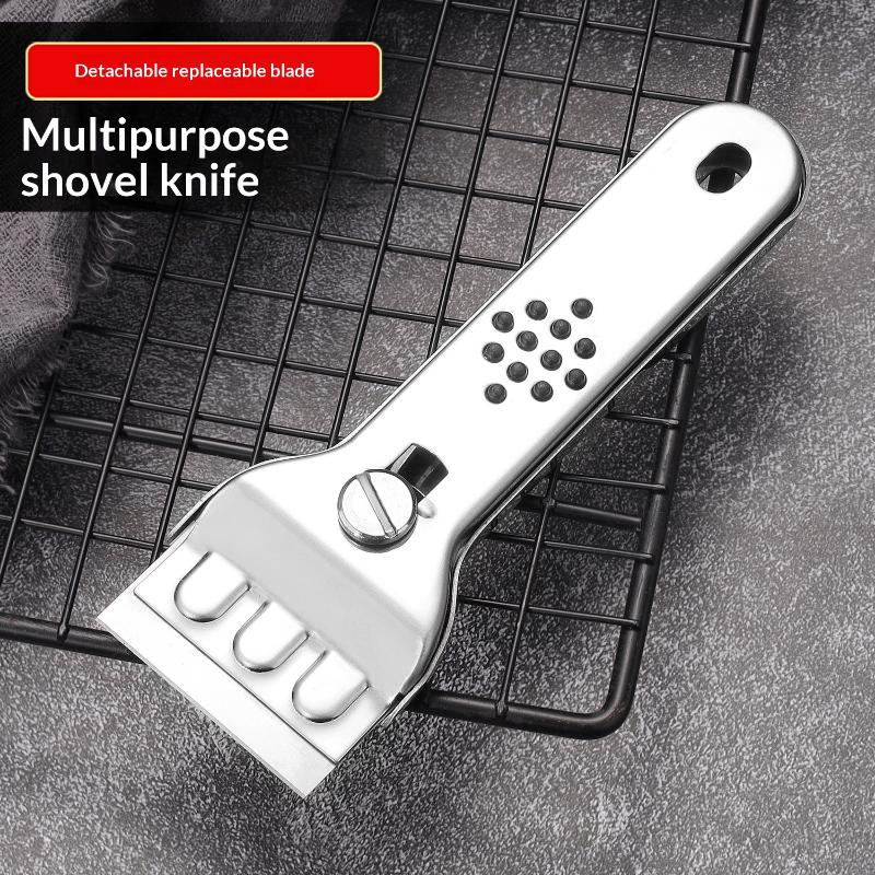 Stainless Steel Hob Scraper Kitchen Glass&Ceramic Scraper With Replacement Blades Wall Floor Window Cleaning Scraper Tools