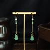 Imitation Jade Drop Oil Beaded Earrings Retro Water Drop Fringed Earrings Simple Hanfu Accessories Women