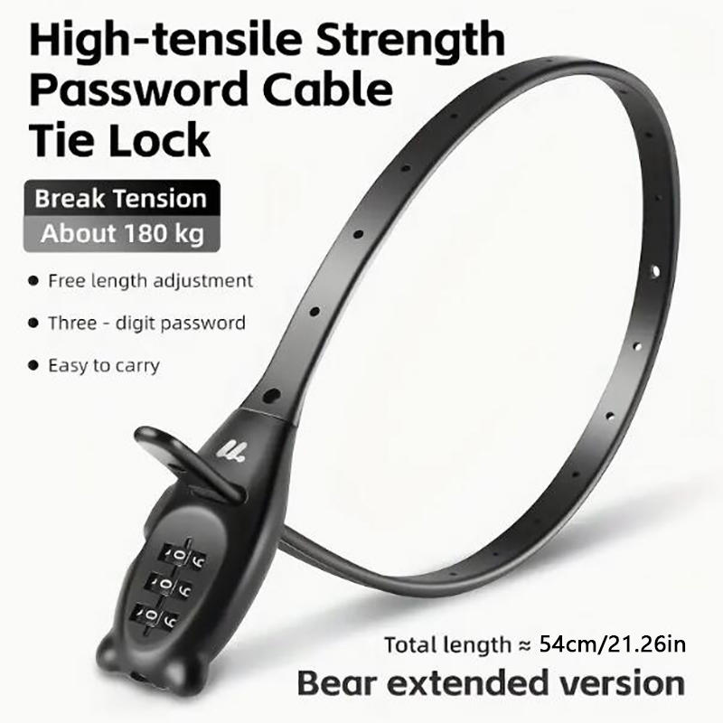 Bicycle Lock Portable Cable Zinc Alloy Lock Motorcycle Helmet Password Lock Safety Anti-Theft Adjustable Rope Lock