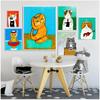 Fresh Style Cat Wall Art Canvas Paintings Prints Creative Cat's Life On Poster Cat Home Decor for Livingroom Decoration